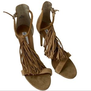 Steve Madden Brown Suede Fringe Sashi Heels 10